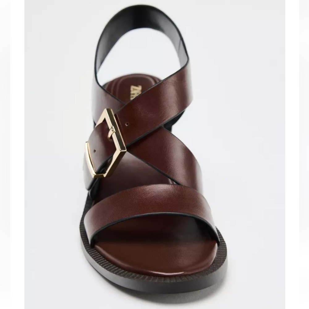 Zara elegant Brown Strappy Heeled Sandals - Picture 5 of 6